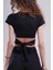 Kadın Siyah Bağlamalı Crop Bluz – Modern ve Cesur Yaz Stili 2