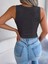 Kadın Askılı Bisiklet Yaka Güpüs Dekolteli Triko Crop Bluz 4