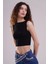 Kadın Yüksek Yaka Kolsuz Siyah Body 2