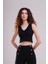 Kadın Siyah V Yaka Fitilli Crop Top Atlet – Zamansız ve Şık Basic Parça 2