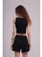 Kadın Siyah V Yaka Fitilli Crop Top Atlet – Zamansız ve Şık Basic Parça 5