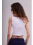 Kadın Beyaz V Yaka Fitilli Crop Top Atlet – Zamansız ve Şık Basic Parça 5