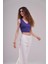 Kadın Lacivert V Yaka Fitilli Crop Top Atlet – Zamansız ve Şık Basic Parça 3