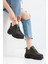 Kadın Siyah Spor Ayakkabı 6 Cm Yüksek Rahat Air Taban Günlük Sneaker X401 2