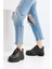 Kadın Siyah Spor Ayakkabı 6 Cm Yüksek Rahat Air Taban Günlük Sneaker X401 5