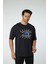 Baskılı Oversize Bisiklet Yaka T-Shirt 3