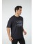 Baskılı Oversize Bisiklet Yaka T-Shirt 4