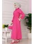 Beli Lastik Detaylı Yasemin Elbise-Pembe 3