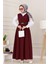 Düğme Detaylı Kemerli Jile-Bordo 2