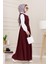 Düğme Detaylı Kemerli Jile-Bordo 3