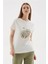 Baskılı Ekru Kadın T-Shirt 25Y0398K1 3