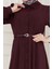 Kemerli Tensel Elbise-Bordo 4