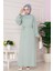 Omuzu Taş Detaylı Rose Elbise-Mint Yeşili 1