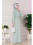 Omuzu Taş Detaylı Rose Elbise-Mint Yeşili 2