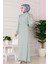 Omuzu Taş Detaylı Rose Elbise-Mint Yeşili 3