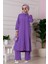 Yırtmaç Detaylı Tunik Pantolon Takım-Mor 1