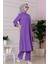 Yırtmaç Detaylı Tunik Pantolon Takım-Mor 3