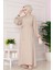 Omuzu Taş Detaylı Rose Elbise-Bej 2