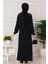 Omuzu Taş Detaylı Rose Elbise-Siyah 5