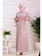 Kolu Volanlı Simli Alya Abiye-Pembe 1