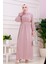 Kolu Volanlı Simli Alya Abiye-Pembe 2