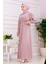 Kolu Volanlı Simli Alya Abiye-Pembe 3