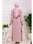 Kolu Volanlı Simli Alya Abiye-Pembe 5
