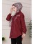 Önü Inci Taş Işlemeli Tunik-Bordo 2