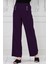 Pile Detaylı Üç Düğmeli Pantolon-Mor 1