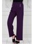 Pile Detaylı Üç Düğmeli Pantolon-Mor 3
