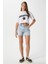 Kadın Creative Antrasit Nakışlı Crop T-Shirt 2
