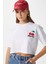 Kadın Cute Kiraz Baskılı Beyaz Crop T-Shirt 1
