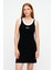 Kadın Siyah Logo Fitilli Tank Mini Elbise 1