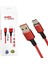 WK-22024 USB To Type-C Örgülü Kırmızı Telefon Şarj Kablosu 1