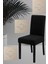 1 Adet Kare Desen Siyah Sandalye Kılıfı, Lastikli Tüylenmez Yıkanabilir 45 x 45 x 60 Ölç Sandalye Örtsü 1