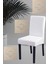 1 Adet Kare Desen Beyaz Sandalye Kılıfı, Lastikli Tüylenmez Yıkanabilir 45 x 45 x 60 Ölç Sandalye Örtsü 1