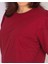 Ünisex Bordo Oversize Bisiklet Yaka Kısa kollu T-Shirt 2