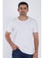 Beyaz Ünisex Oversize Bisiklet Yaka Penye Kısa kollu T-Shirt 4