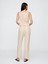 Kadın Bej Mid Rise Keten Karışımlı Pull-On Pantolon 4