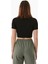 Fitilli Kolları Şeritli Crop Tişört 4