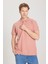 %100 Pamuk Regular Fit Normal Kesim Açık Pembe Polo Yaka Tişört 2