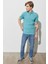 %100 Pamuk Regular Fit Normal Kesim Mint Yeşili Polo Yaka Tişört 4