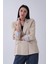 Bej Kol Katlama Aksesuarlı Çizgili Ceket 41670043.55 3