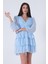 Bebe Mavi Fırfırlı Dekolteli Mini Şifon Abiye Elbise 9705278.449 2
