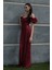 Bordo Üzeri Taş Boncuk Işlemeli Balon Kol Abiye 9705417.04 3