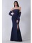 Lacivert Göğüs Taş Işleme Detaylı Drapeli Abiye 9705446.02 2