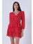 Kırmızı Fırfırlı Dekolteli Mini Şifon Abiye Elbise 9705278.08 2