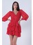 Kırmızı Fırfırlı Dekolteli Mini Şifon Abiye Elbise 9705278.08 3