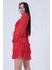 Kırmızı Fırfırlı Dekolteli Mini Şifon Abiye Elbise 9705278.08 5