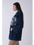 Lacivert Kapüşonlu Önü Çiçek Desenli Kot Ceket 44510672.02 5